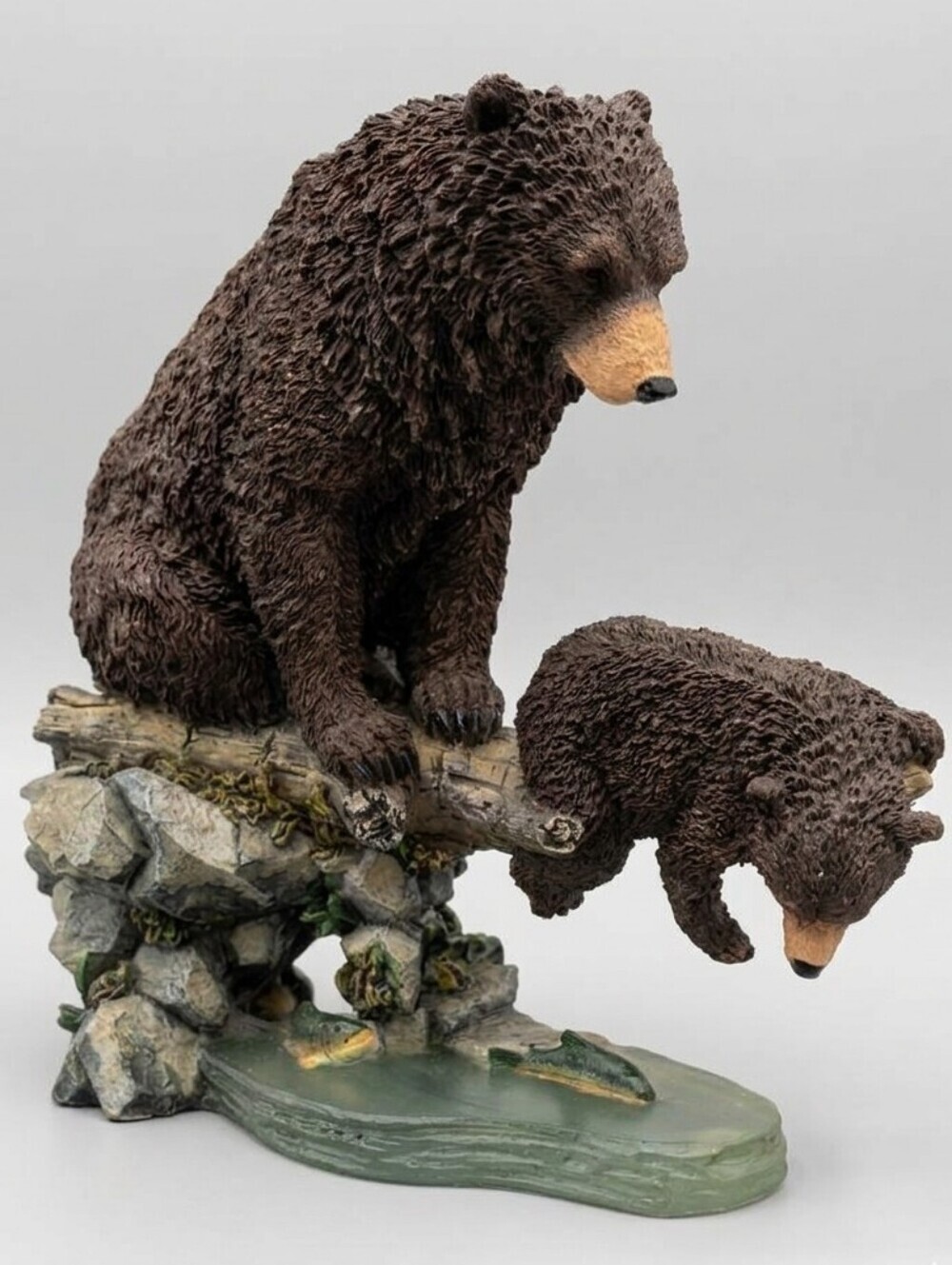 Rustic Brown Bear Family Sculpture - Home Art Décor
